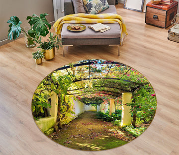 3D Flower Tunnel 72052 Round Non Slip Rug Mat