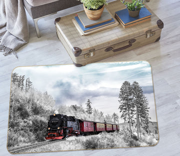 3D Snow Mountain Train 42012 Vehicle Non Slip Rug Mat