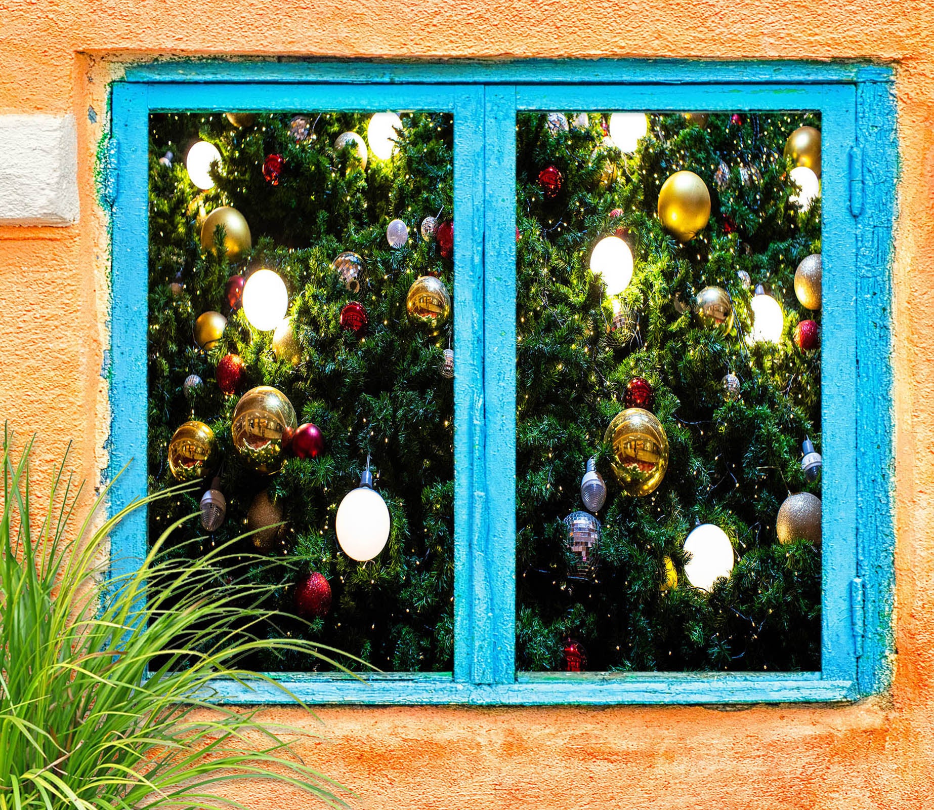 3D Ball Pendant 43046 Christmas Window Film Print Sticker Cling Stained Glass Xmas