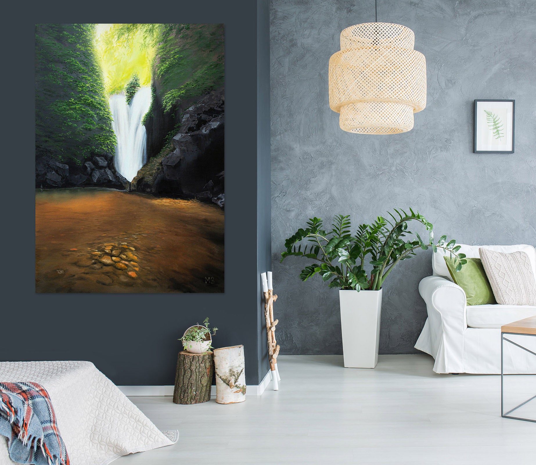 3D Grotto Flowing Water 1823 Marina Zotova Wall Sticker