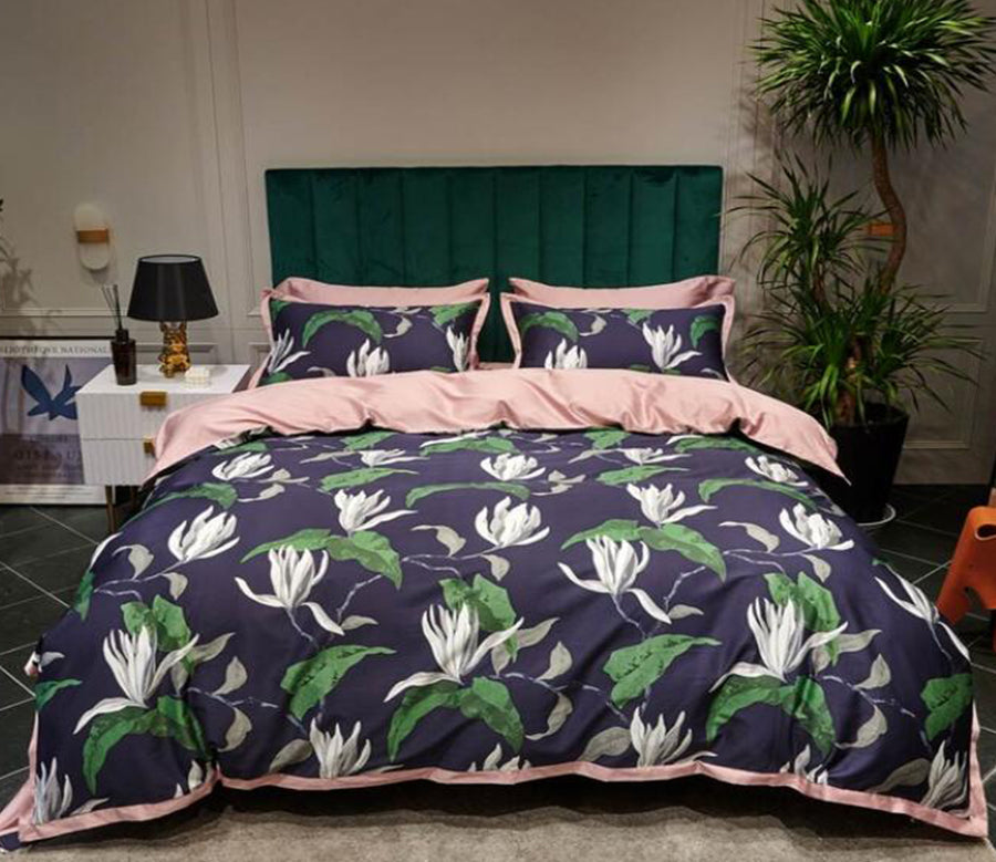 3D White Flowers And Green Leaves 7078 Bed Pillowcases Quilt