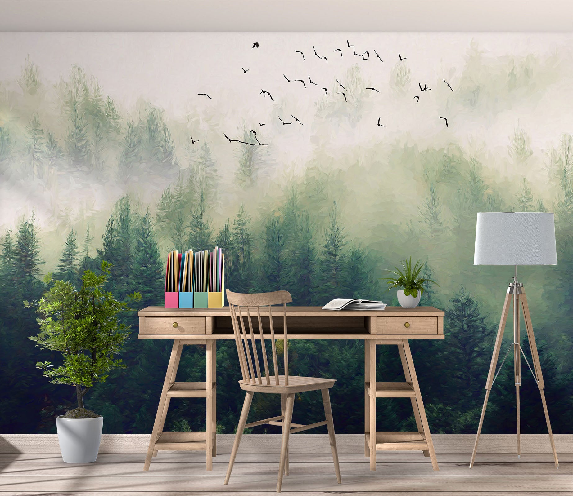 3D Forest Fog 1057 Wall Murals