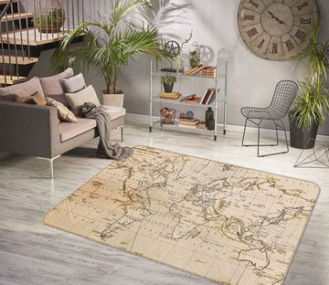 3D Dense Line 222 World Map Non Slip Rug Mat Mat AJ Creativity Home 