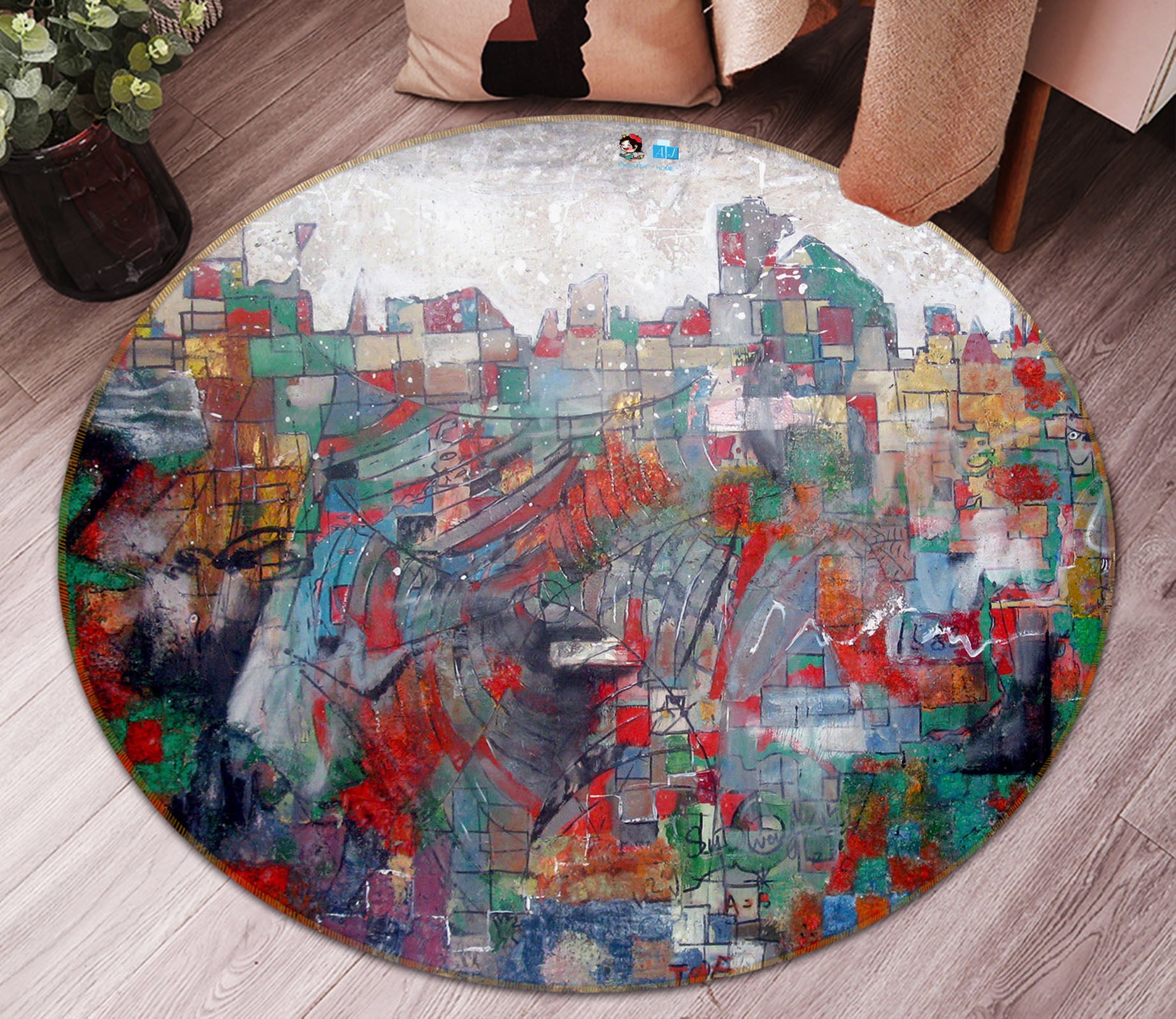3D Graffiti 74083 Round Non Slip Rug Mat