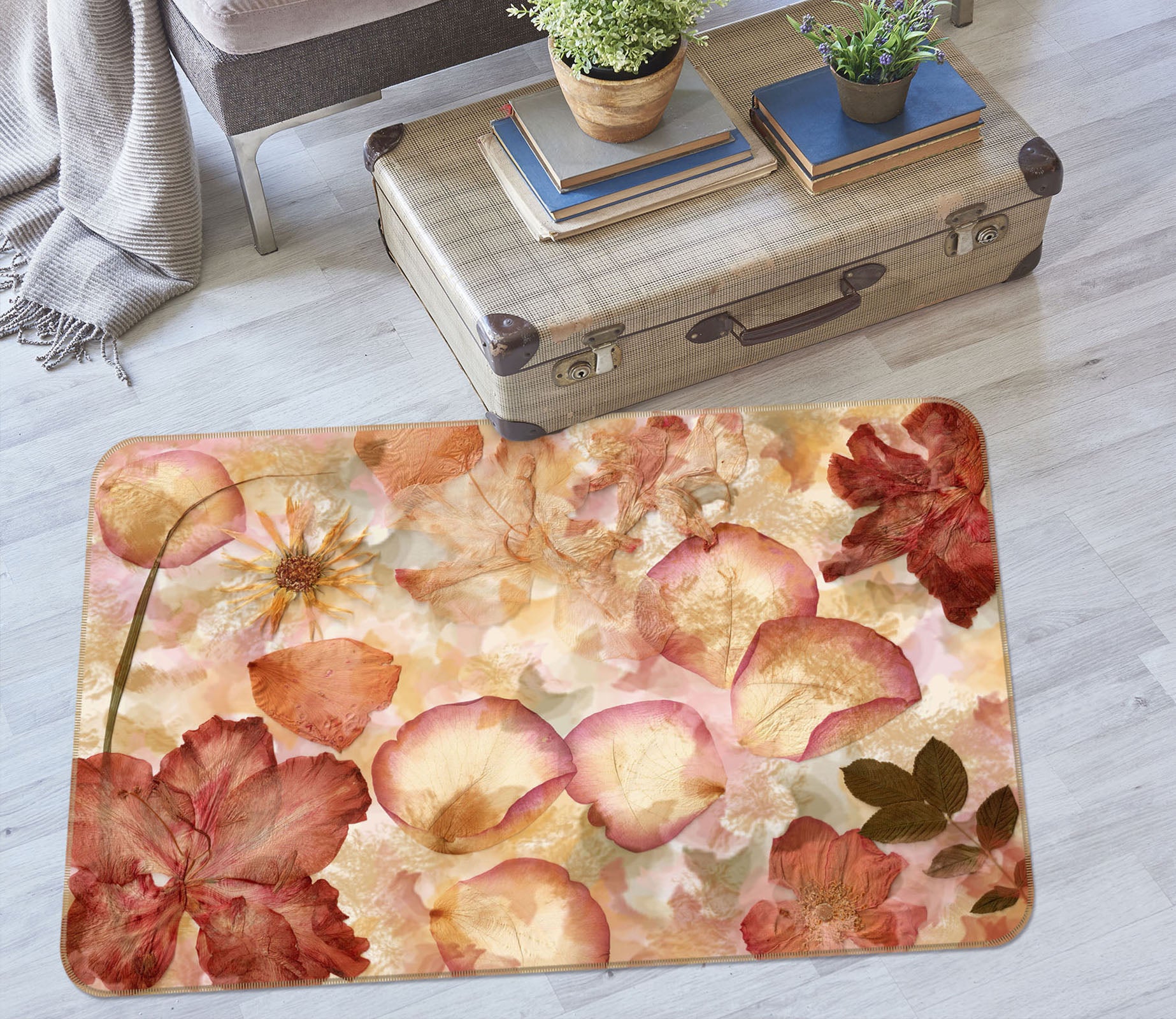 3D Flowers Petal 34119 Non Slip Rug Mat