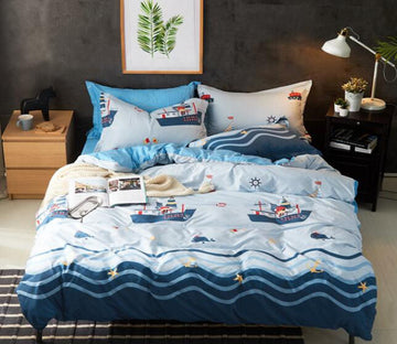 3D Ferry Wave 2145 Bed Pillowcases Quilt