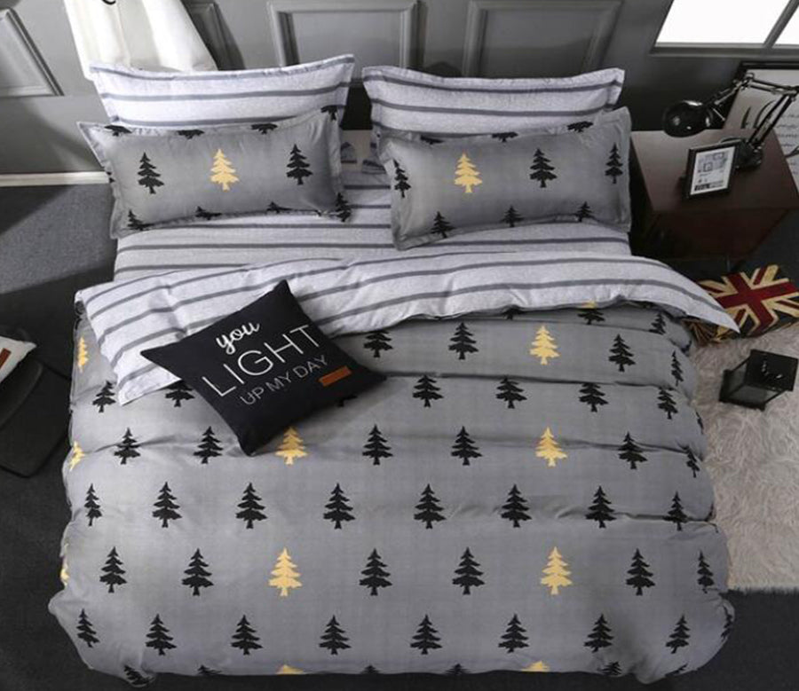 3D Gray Background Christmas Tree 5134 Bed Pillowcases Quilt