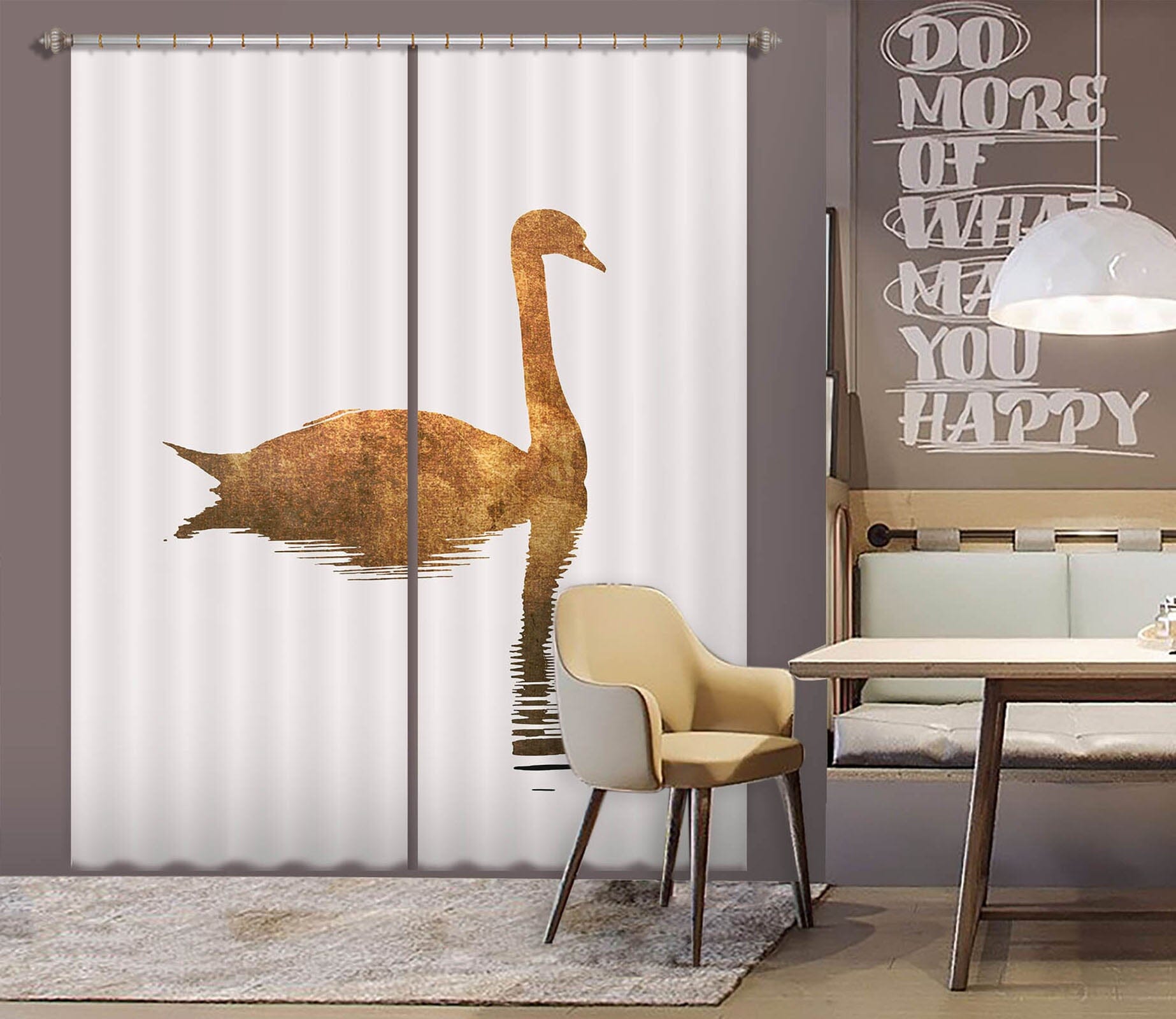 3D Swan Swimming 1126 Boris Draschoff Curtain Curtains Drapes Curtains AJ Creativity Home 
