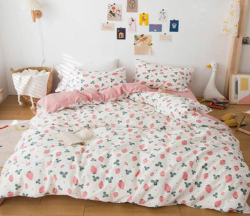 3D Pink Small Strawberry 5029 Bed Pillowcases Quilt