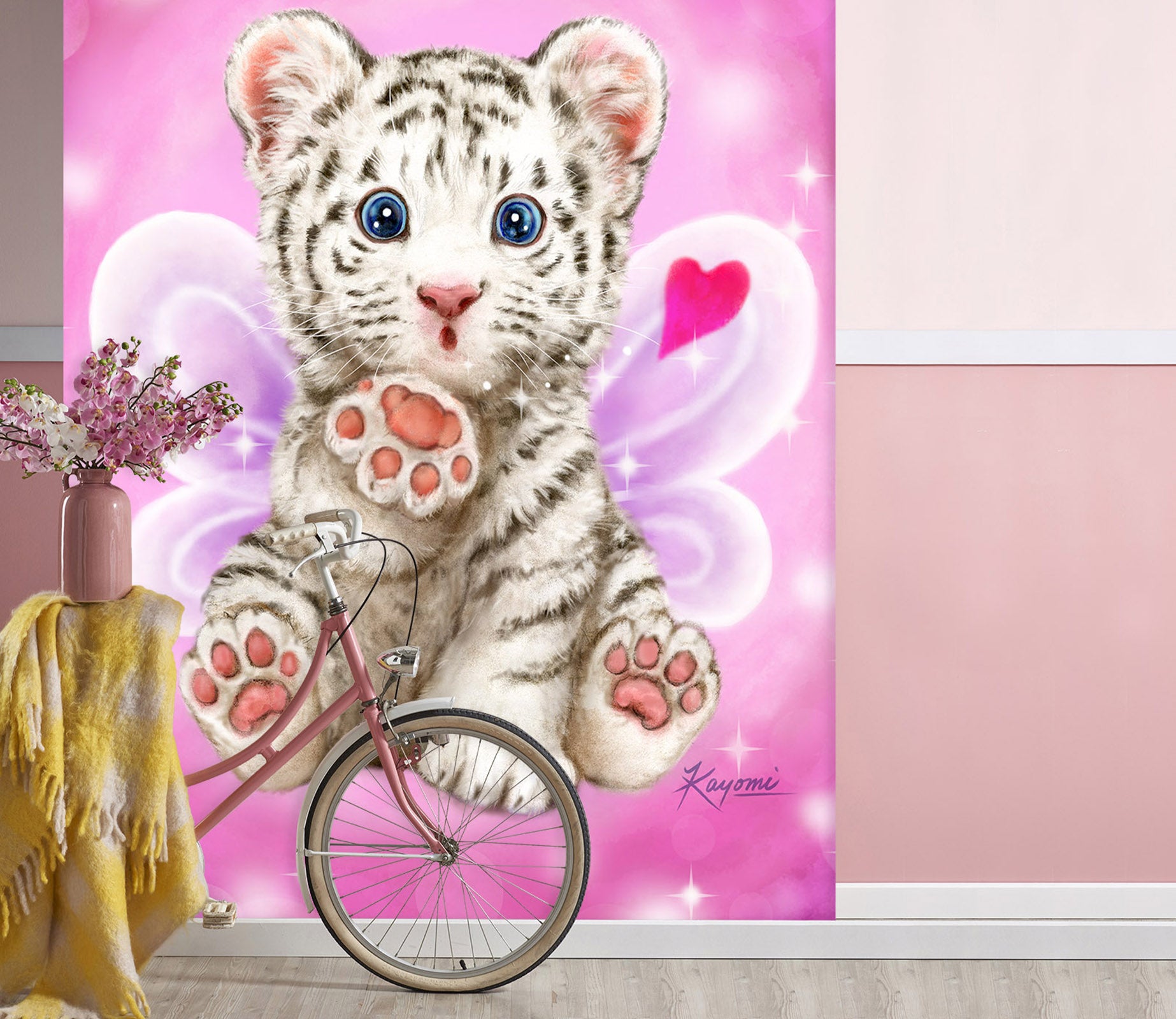 3D Love Wings Tiger 5495 Kayomi Harai Wall Mural Wall Murals