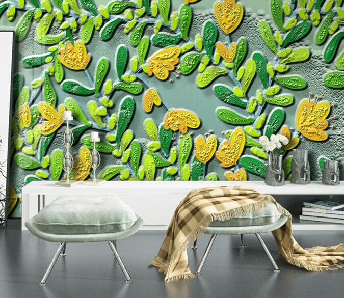3D Yellow Flower 3035 Wall Murals Wallpaper AJ Wallpaper 2 