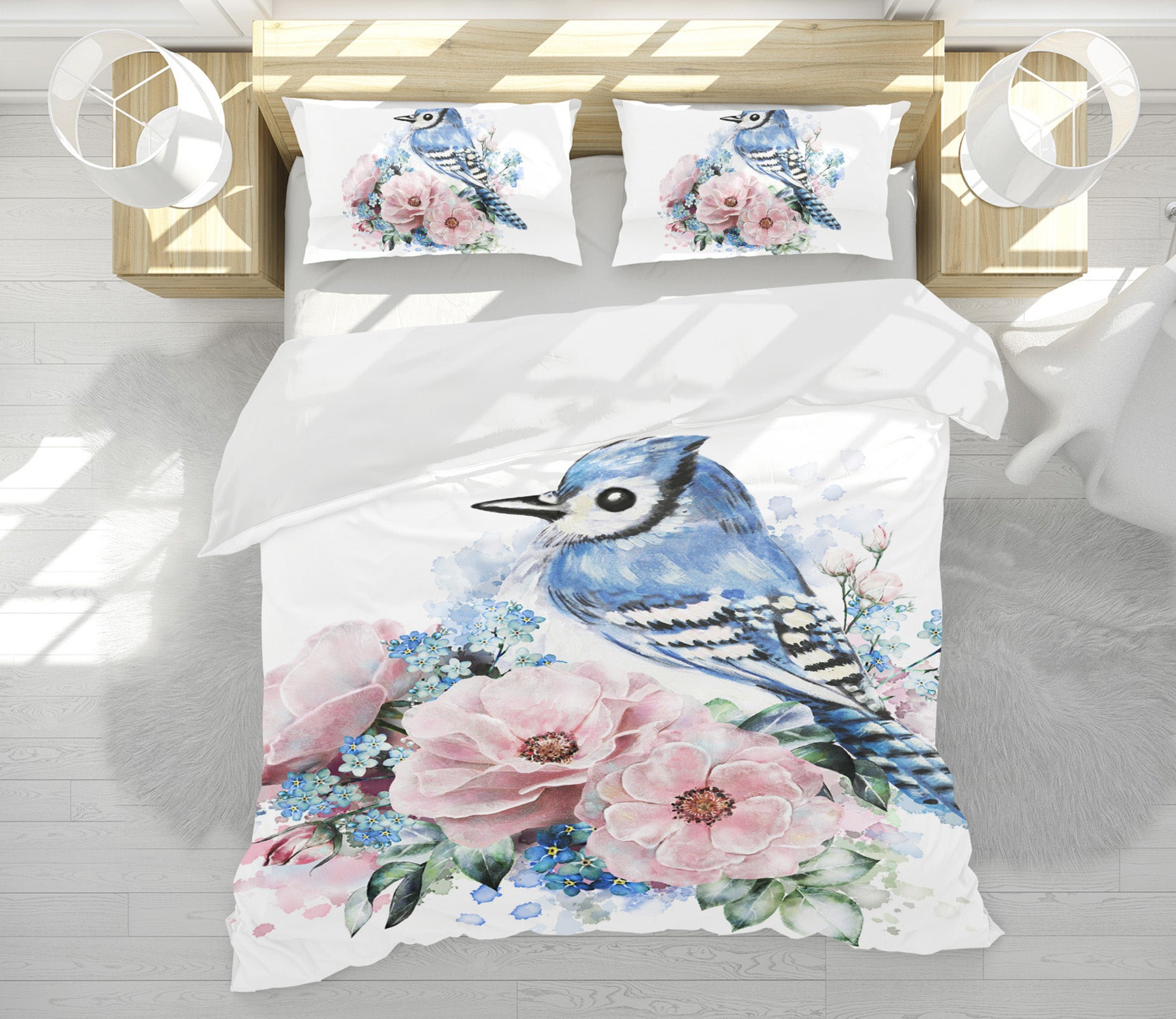 3D Bird Flower 14213 Bed Pillowcases Quilt