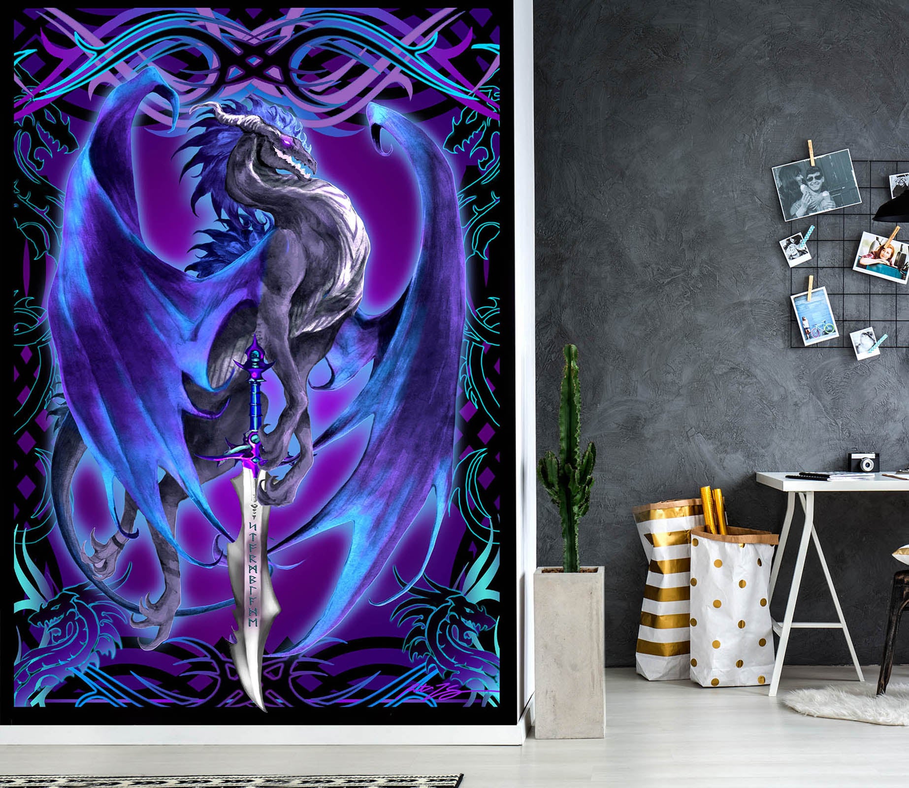 3D Purple Dragon 8142 Ruth Thompson Wall Mural Wall Murals