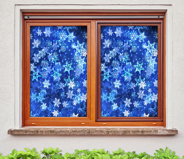 3D Snowflake 43112 Christmas Window Film Print Sticker Cling Stained Glass Xmas
