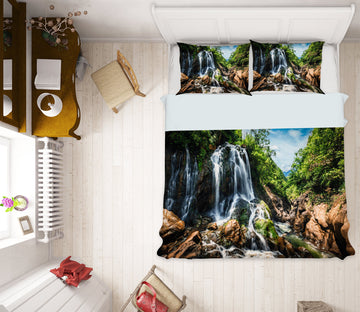 3D Mountain Waterfall 59146 Bed Pillowcases Quilt