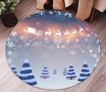 3D Snowflake Tree 65238 Christmas Round Non Slip Rug Mat Xmas