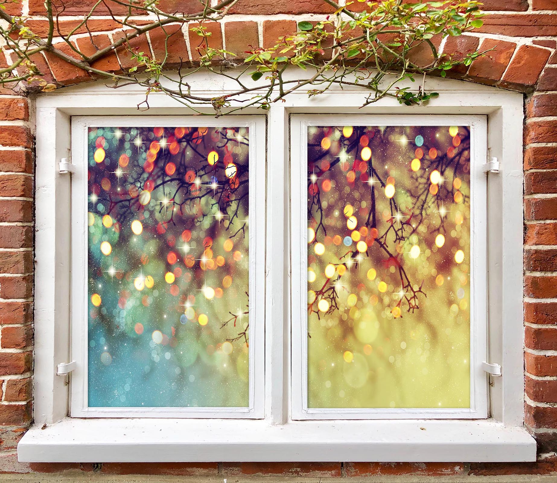 3D Color Light Shadow 42131 Christmas Window Film Print Sticker Cling Stained Glass Xmas