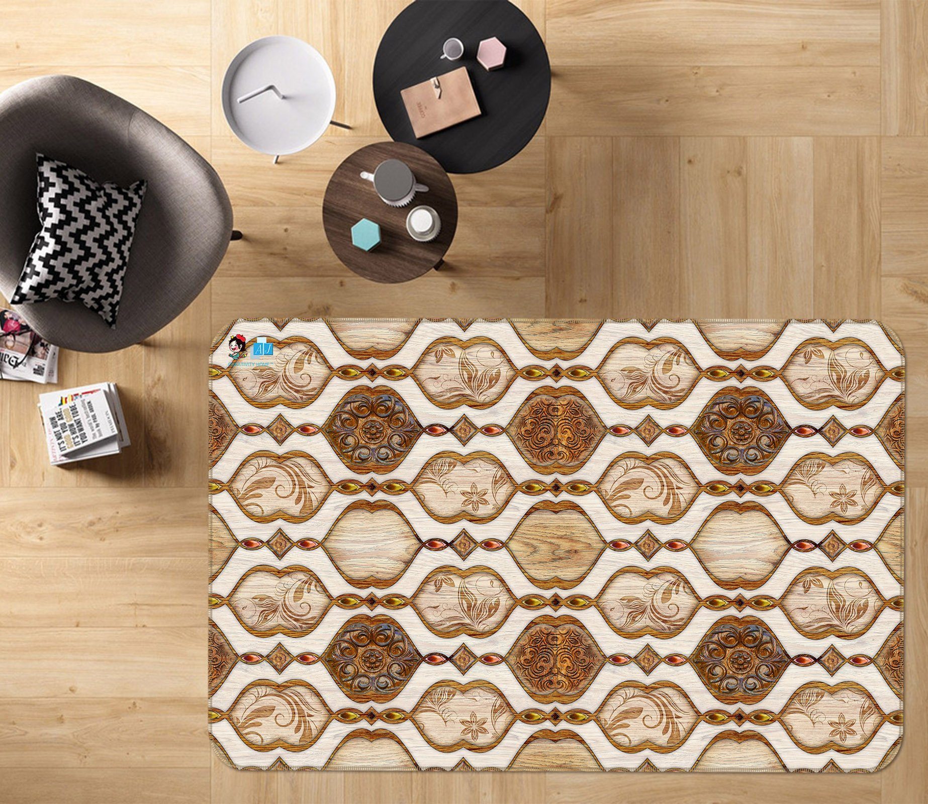 3D Retro Pattern 3726 Non Slip Rug Mat Mat AJ Creativity Home 