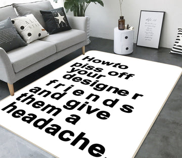 3D The Headache White 1122 Boris Draschoff Rug Non Slip Rug Mat Mat AJ Creativity Home 