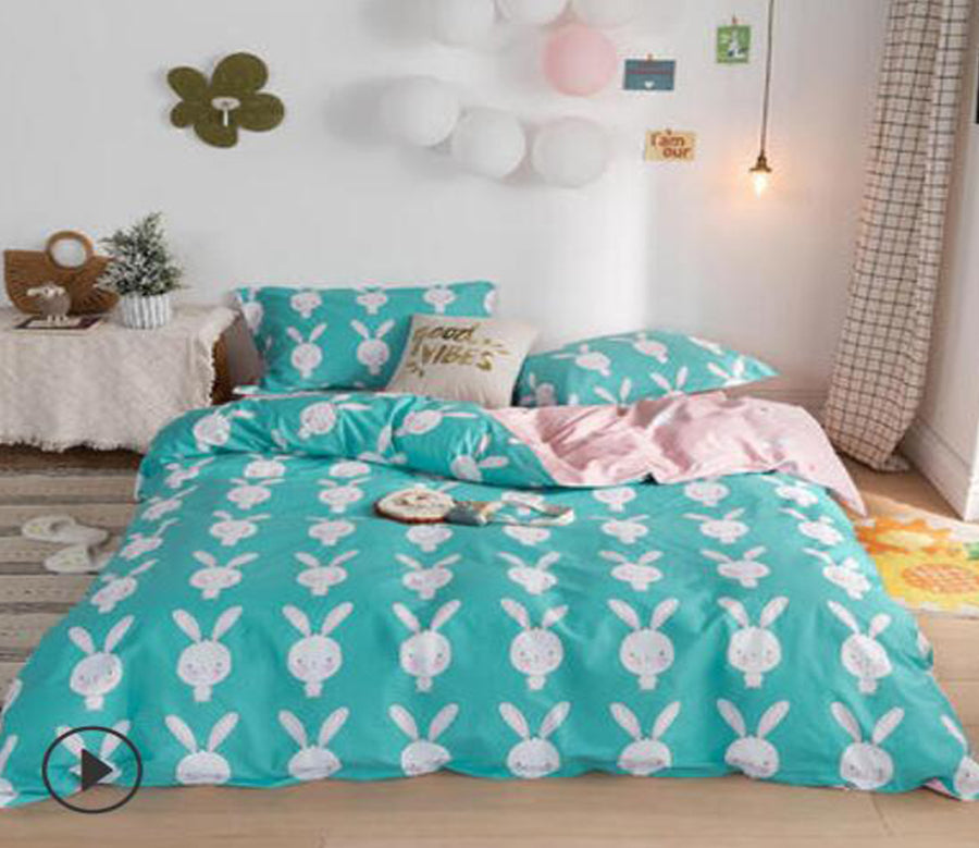 3D Blue Background Bunny Head 14103 Bed Pillowcases Quilt