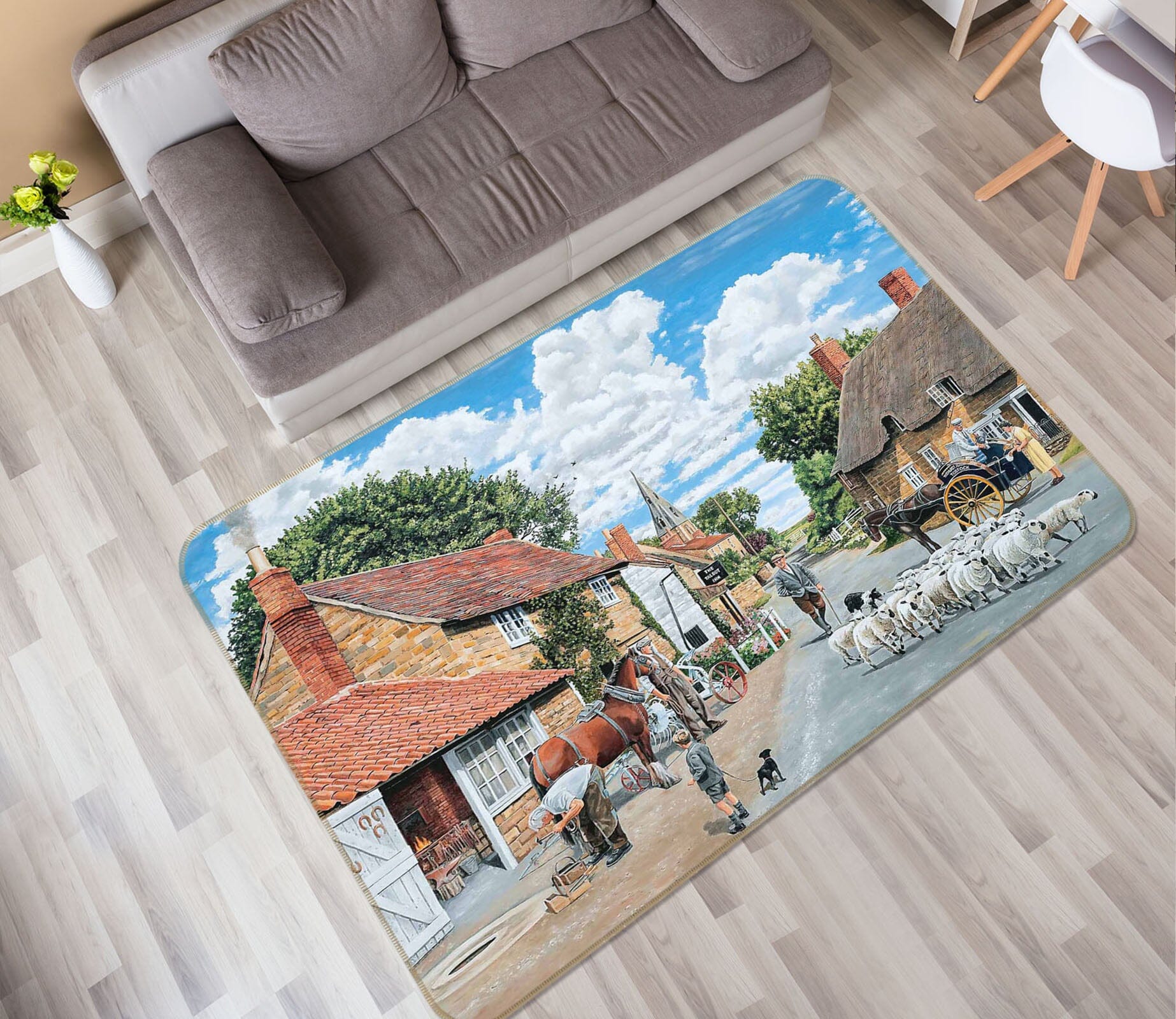 3D The Village Farrier 1123 Trevor Mitchell Rug Non Slip Rug Mat Mat AJ Creativity Home 