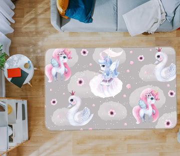 3D Swan Unicorn 77188 Non Slip Rug Mat