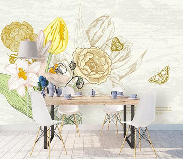 3D Leaf Flower 1969 Wall Murals Wallpaper AJ Wallpaper 2 