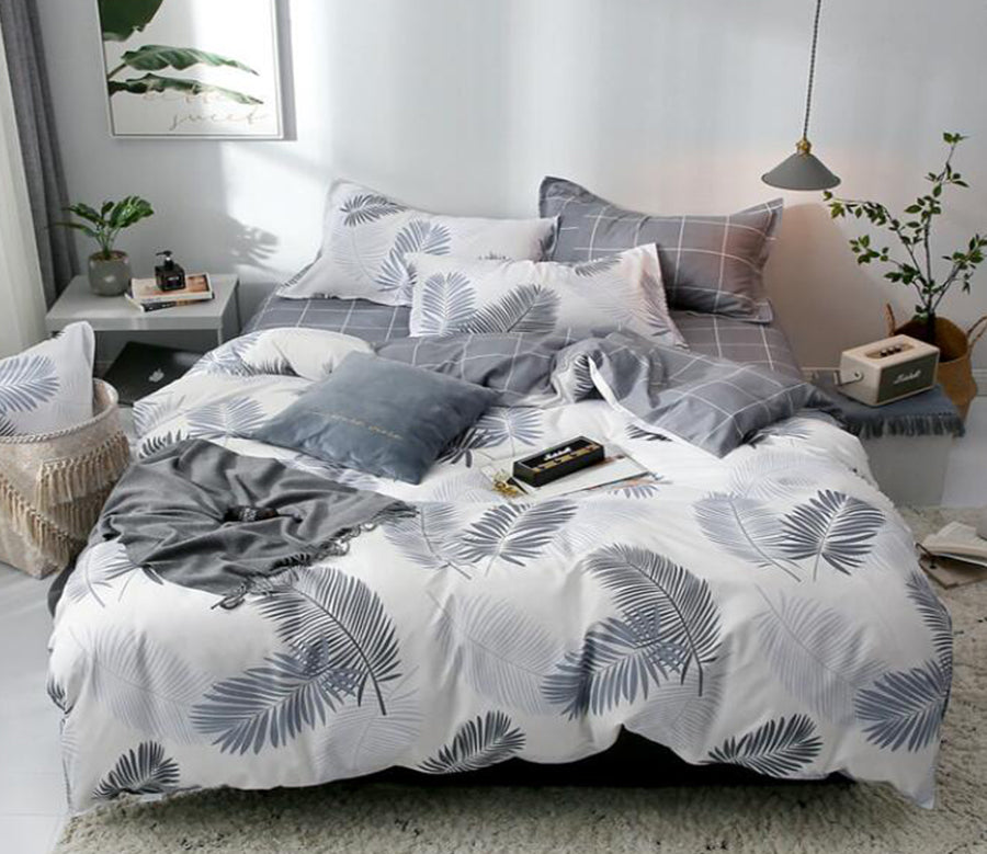 3D Grey Feather 4085 Bed Pillowcases Quilt