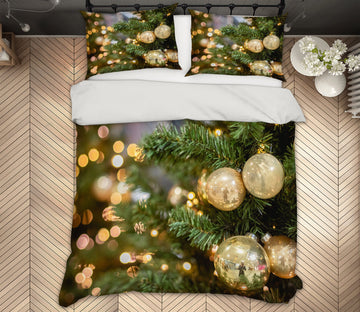 3D Tree White Ball Pendant 51048 Christmas Quilt Duvet Cover Xmas Bed Pillowcases