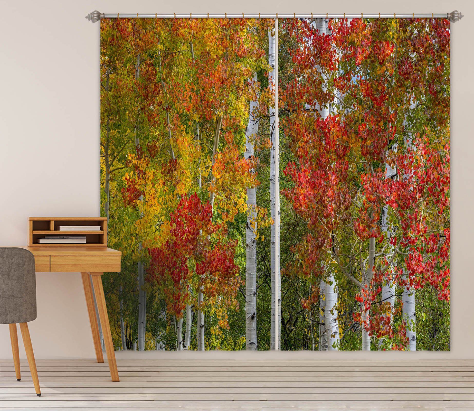 3D Autumn Leaves 062 Marco Carmassi Curtain Curtains Drapes Curtains AJ Creativity Home 