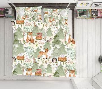 3D Fox Hedgehog 236 Uta Naumann Bedding Bed Pillowcases Quilt Quiet Covers AJ Creativity Home 