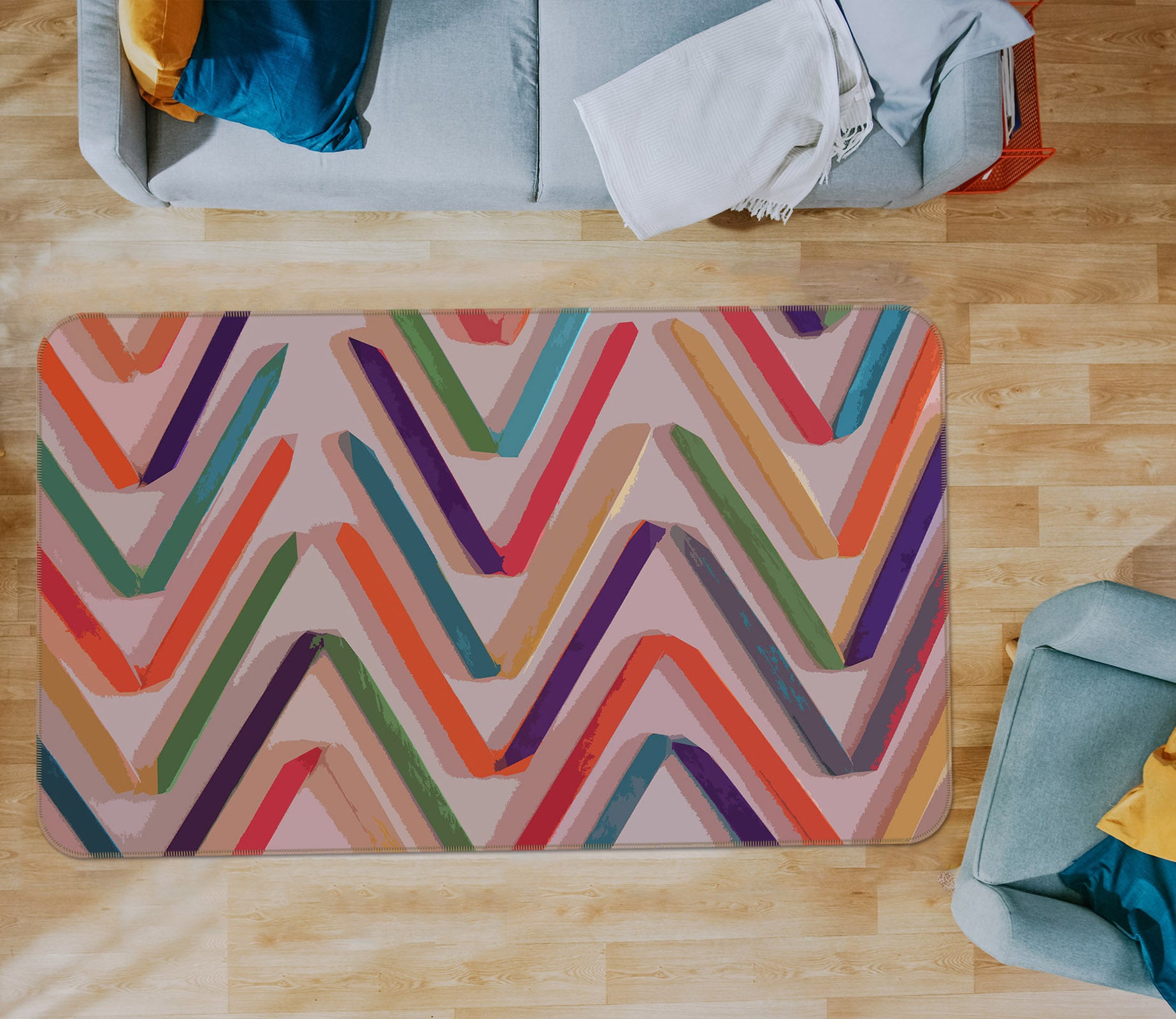3D Wavy Lines 70059 Shandra Smith Rug Non Slip Rug Mat