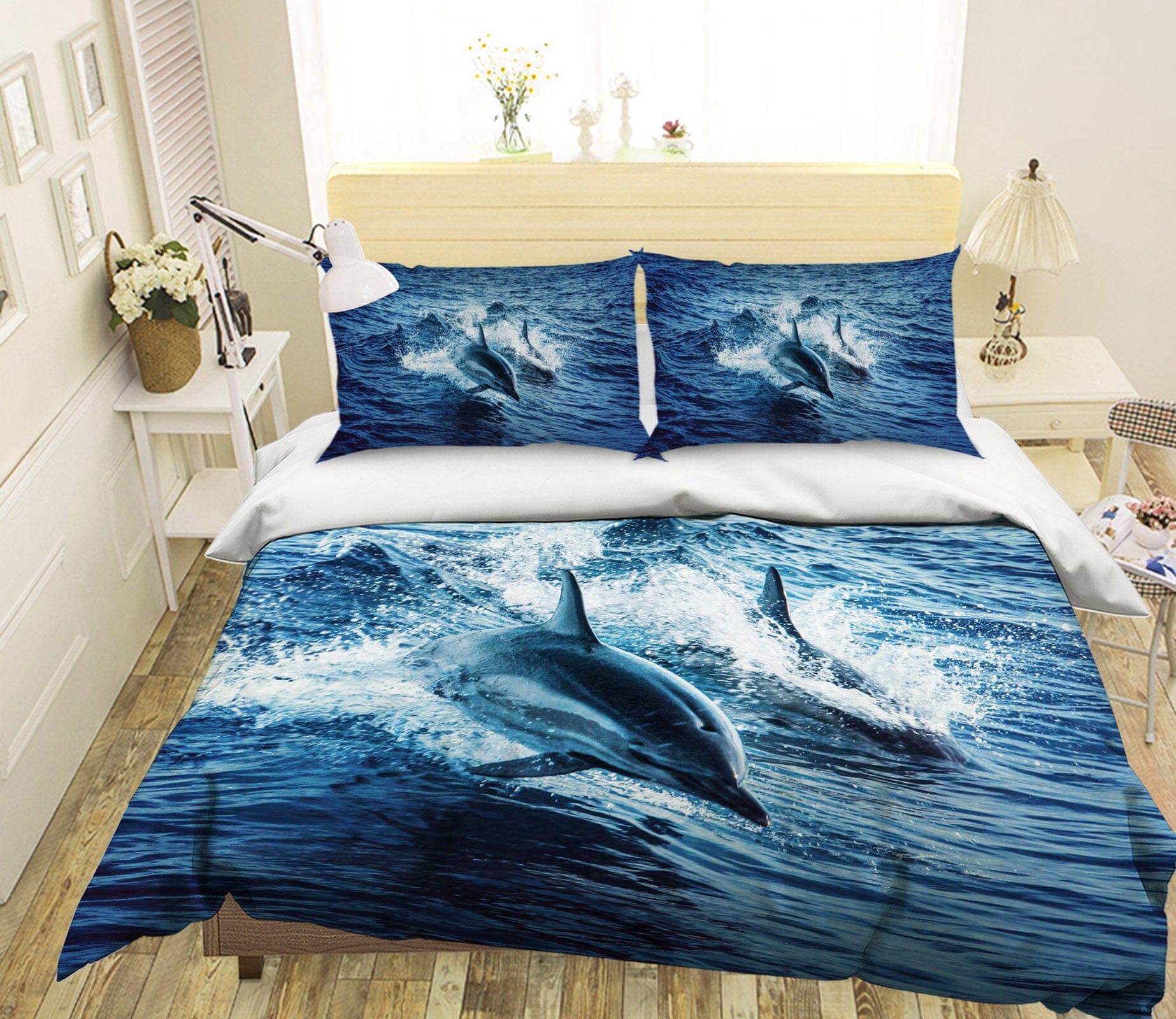 3D Cute Dolphin 1929 Bed Pillowcases Quilt Quiet Covers AJ Creativity Home 