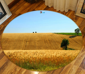 3D Wheat Field Sky 72230 Round Non Slip Rug Mat