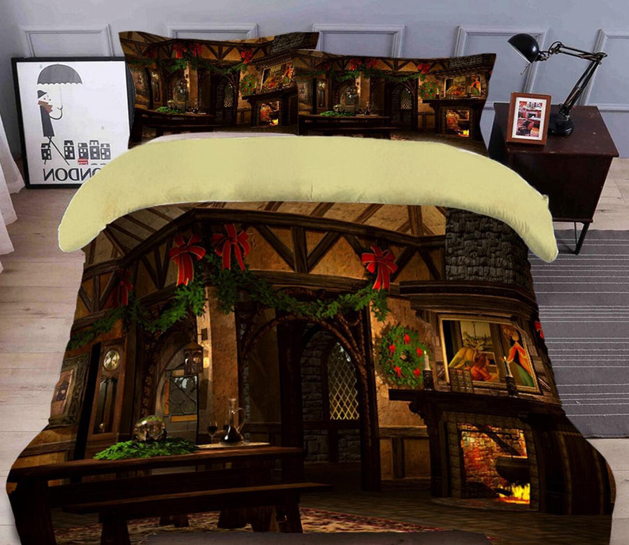 3D Houses 45111 Christmas Quilt Duvet Cover Xmas Bed Pillowcases