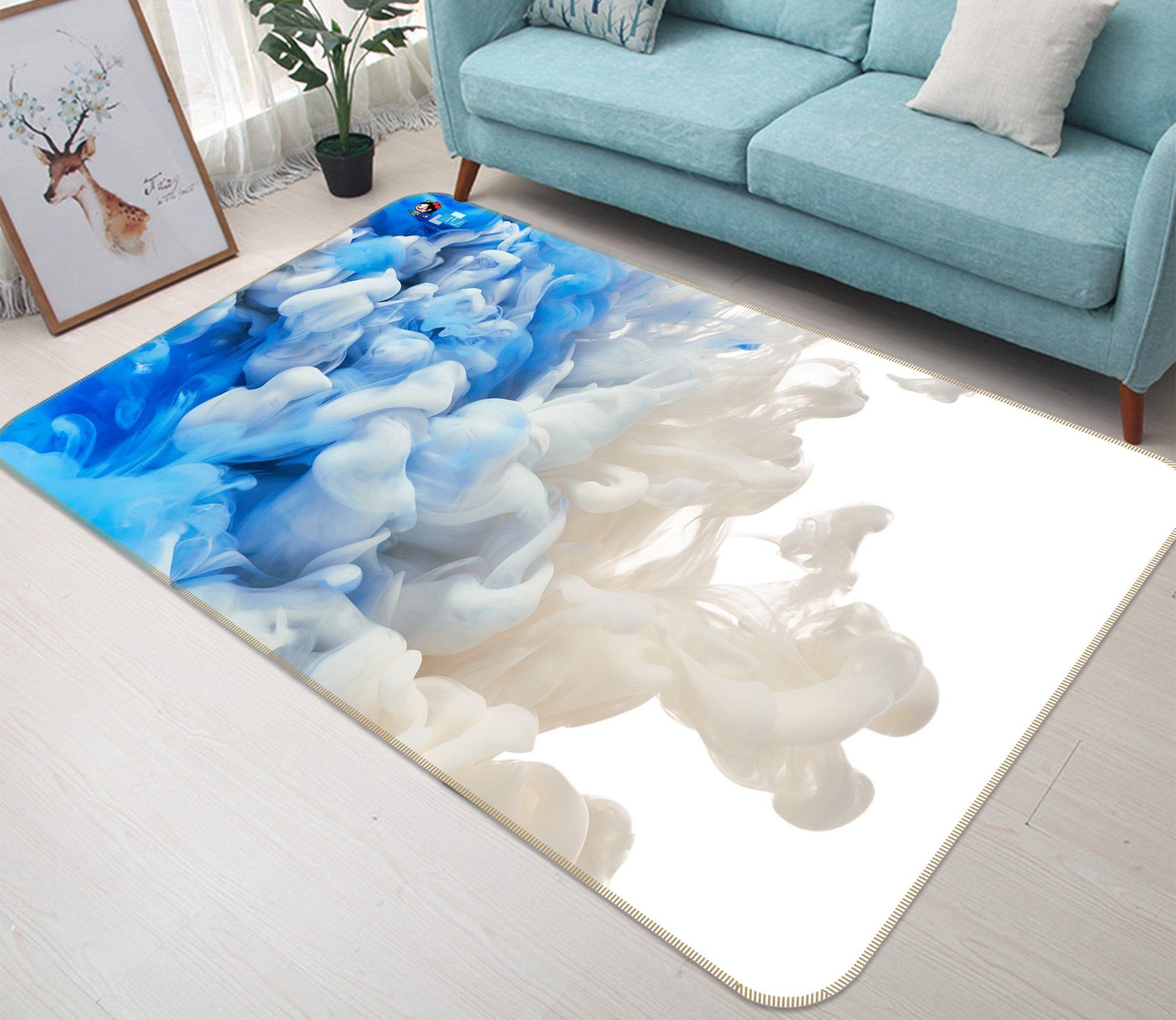 3D Cloud Shape Gouache 32 Non Slip Rug Mat Mat AJ Creativity Home 
