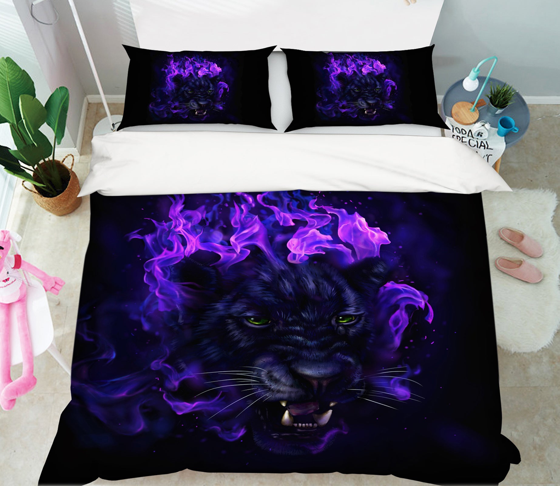 3D Purple Tiger 109 Bed Pillowcases Quilt