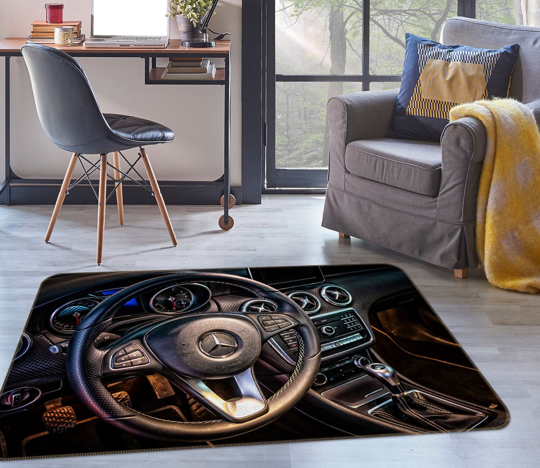 3D Car Steering Wheel 42055 Vehicle Non Slip Rug Mat