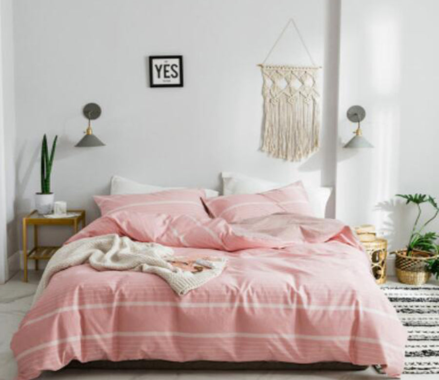 3D Light Pink Off-White Bars 15052 Bed Pillowcases Quilt