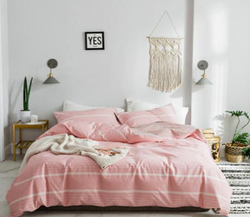 3D Light Pink Off-White Bars 15052 Bed Pillowcases Quilt