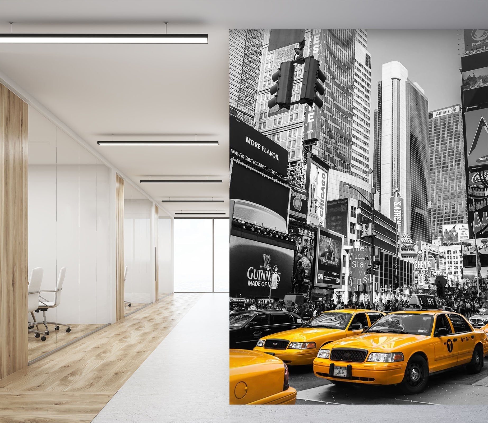 3D Yellow cab on the street 29 Wall Murals Wallpaper AJ Wallpaper 2 
