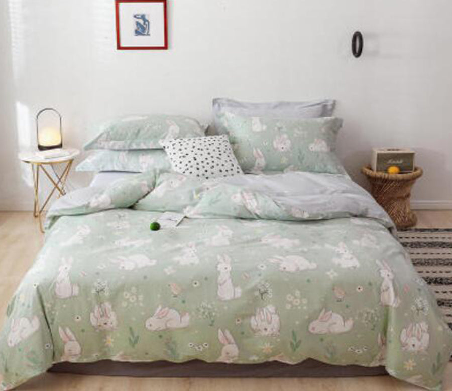 3D White Rabbit 20196 Bed Pillowcases Quilt