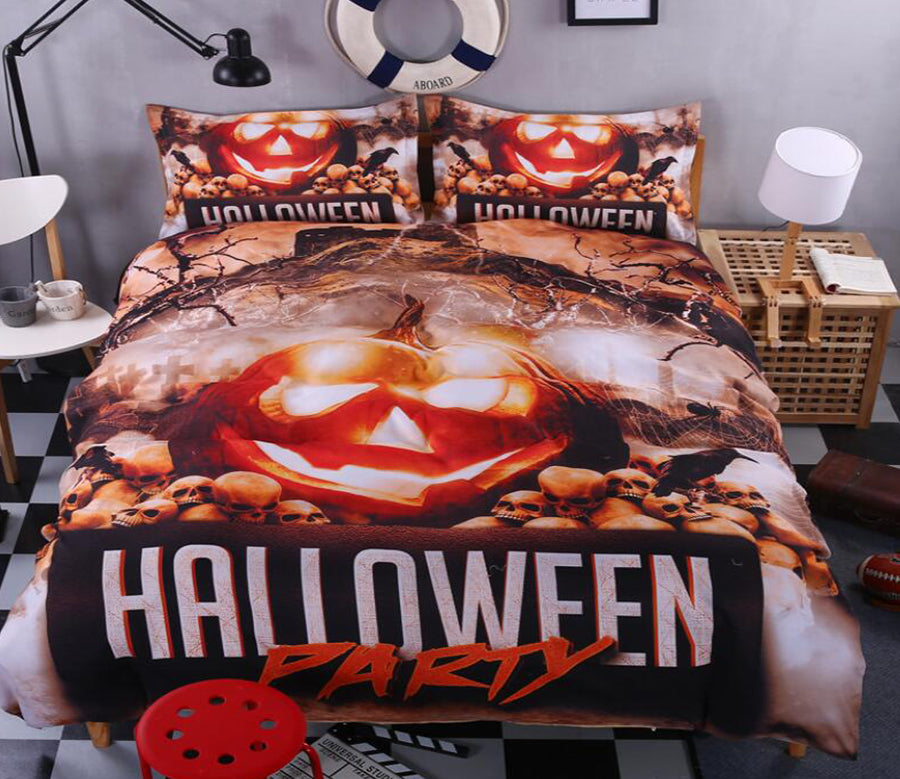 3D Pumpkin Lantern 1199 Bed Pillowcases Quilt