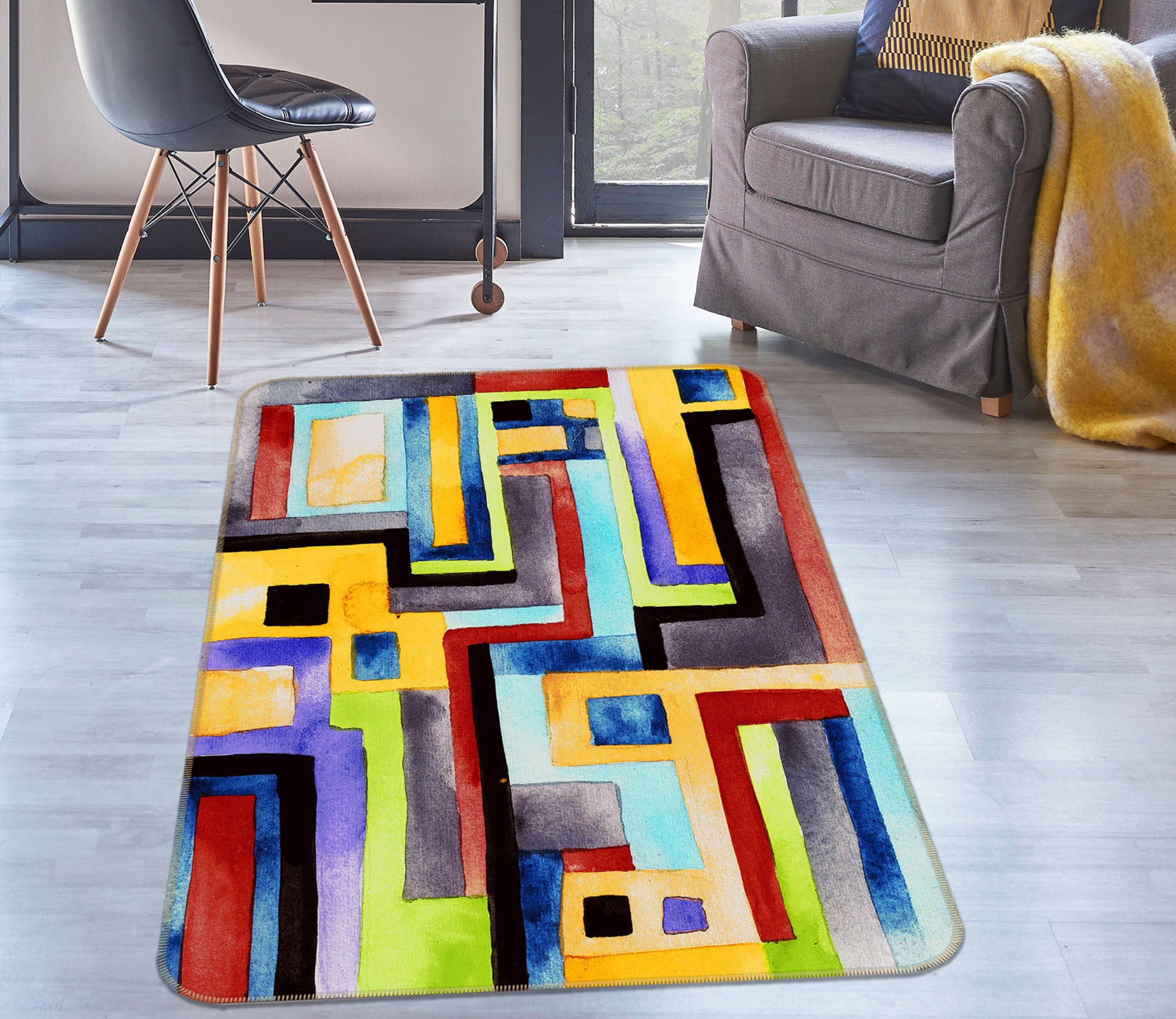 3D Color Square 27151 Non Slip Rug Mat
