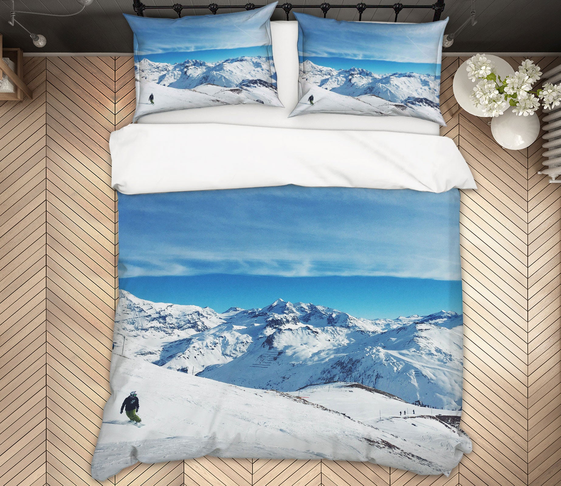 3D Snow Mountain Skiing 14100 Bed Pillowcases Quilt