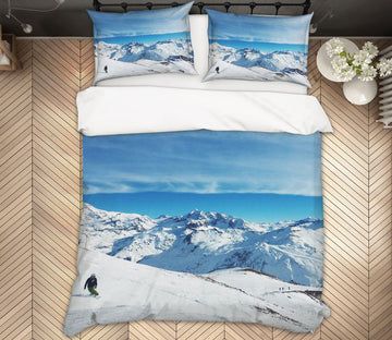 3D Snow Mountain Skiing 14100 Bed Pillowcases Quilt