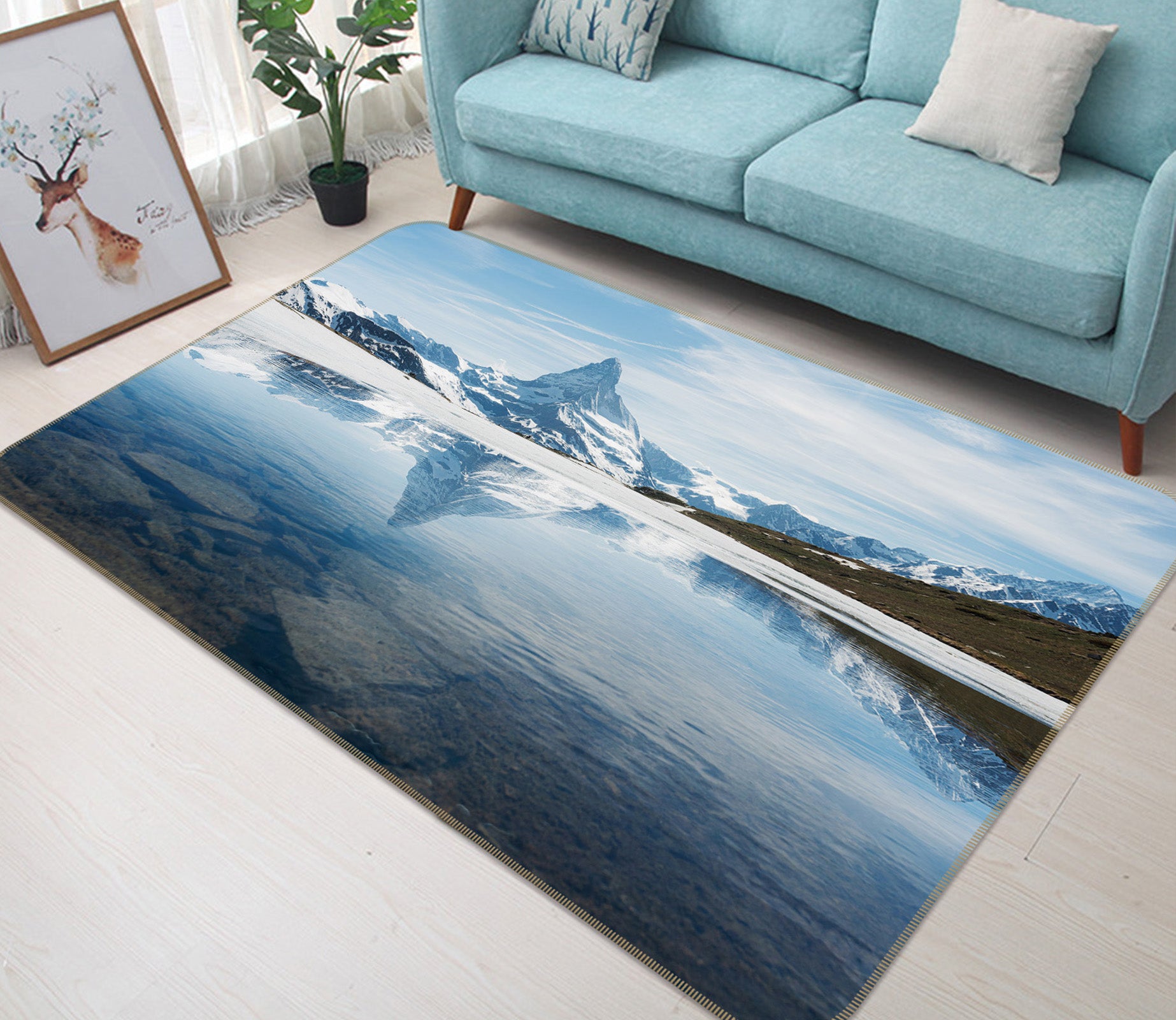 3D Iceberg Lake Water 31019 Non Slip Rug Mat
