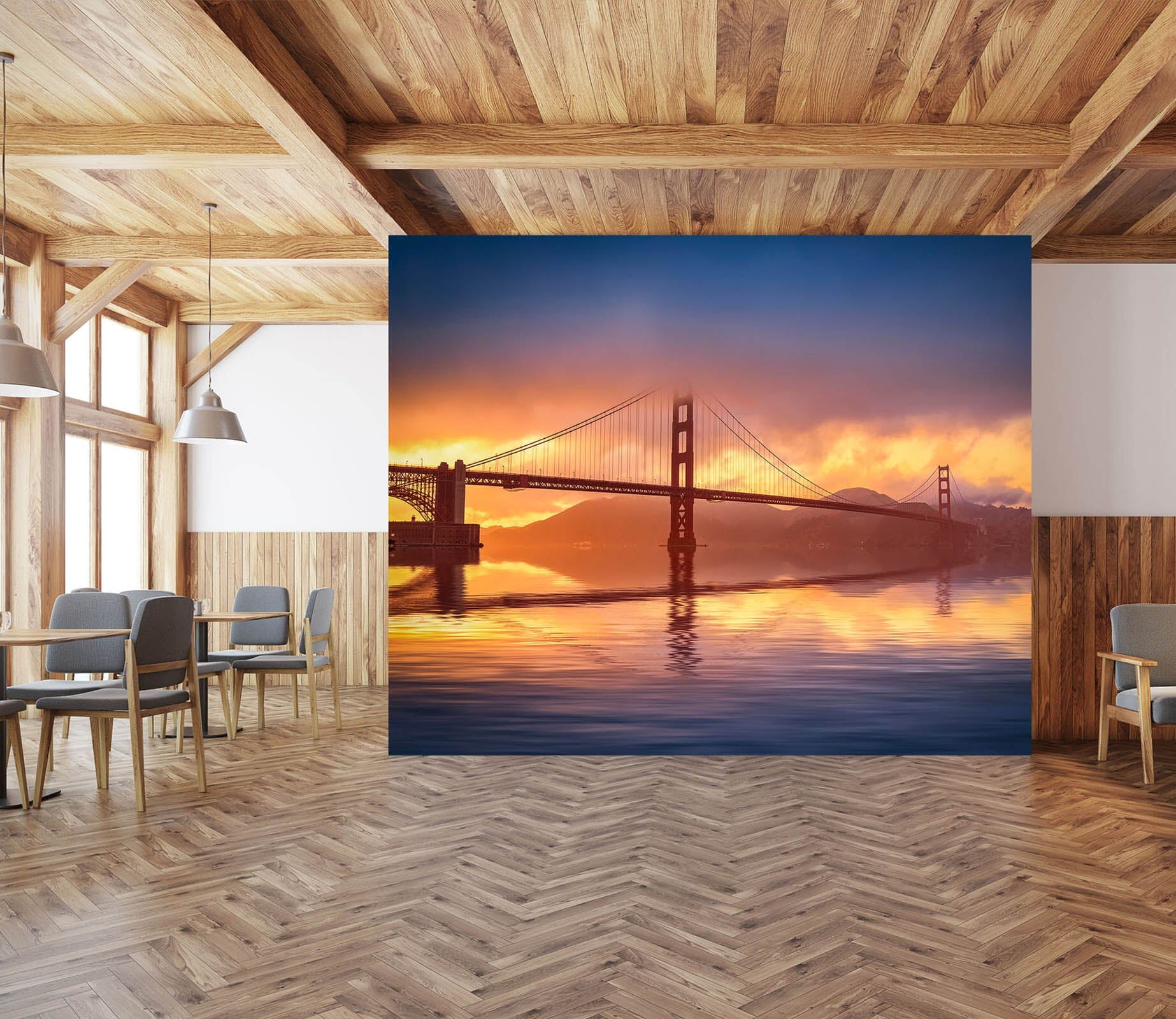3D Sunset Bridge 1441 Marco Carmassi Wall Mural Wall Murals Wallpaper AJ Wallpaper 2 