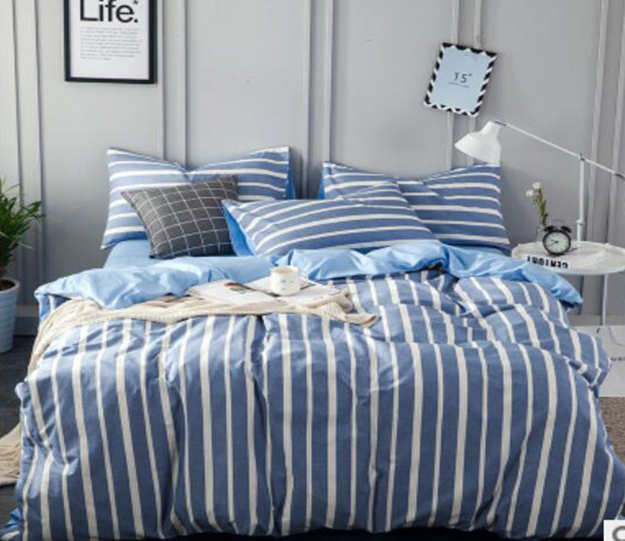 3D Blue Vertical Stripes 14207 Bed Pillowcases Quilt