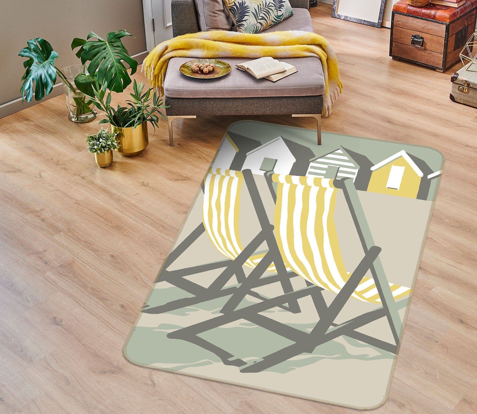 3D Southwold Deckchairs 1147 Steve Read Rug Non Slip Rug Mat Mat AJ Creativity Home 